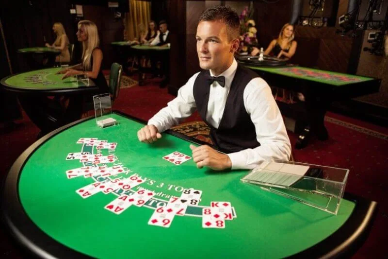 Tampilan meja kasino live dengan dealer di A200M