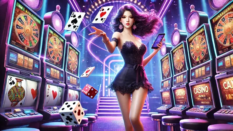 Layar slot A200M dengan reel, paylines, dan simbol permainan